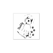 Voeg hier de naam Cute Fluffy Brown Dog toe Rubberstempel (Afrduk)