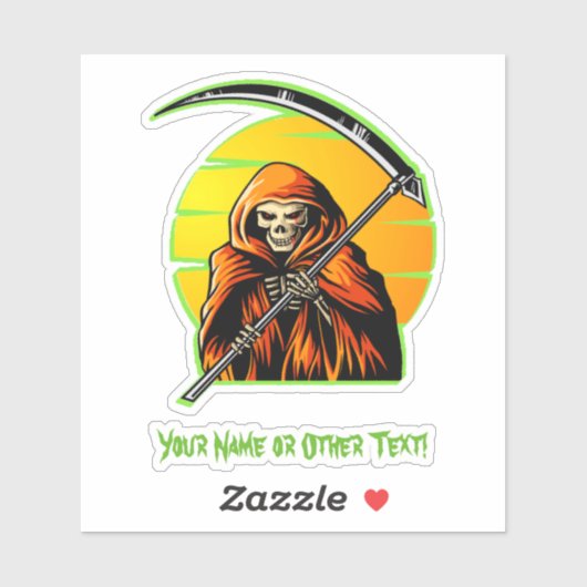 Voeg hier de naam Green Brown Grim Reaper Sunset H Sticker (Vel)