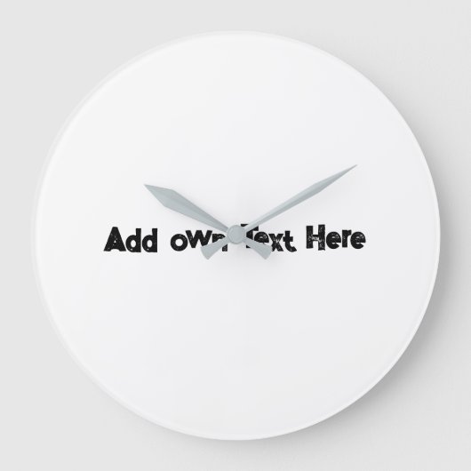 Voeg hier eigen tekst Grijs Kleur Ronde Acryl Muur Grote Klok (Voorkant)