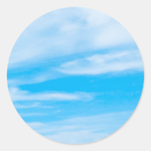 Voeg hier Jouw tekst Blue Sky Clouds Natuur Sjablo Ronde Sticker