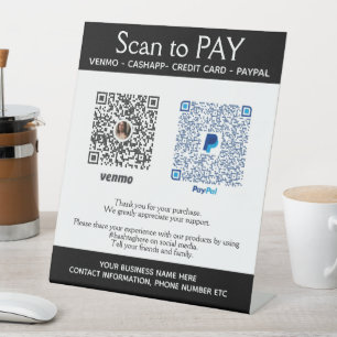 Voeg hier twee QR-codes PayPal PayPal voetstuk toe Reclamebord Met Voetstuk