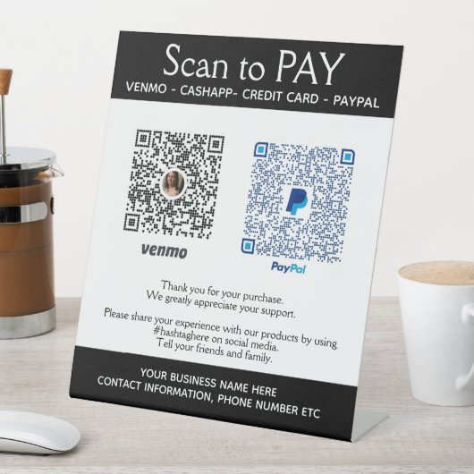 Voeg hier twee QR-codes PayPal PayPal voetstuk toe Reclamebord Met Voetstuk (Insitu)