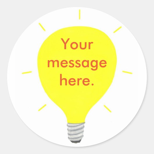 Voeg hier uw bericht toe Yellow Light Bulb Sticker (Voorkant)
