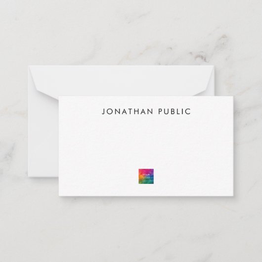 Voeg hier uw Logo toe Eenvoudige Minimalistische S Notitiekaartje (Voorkant)