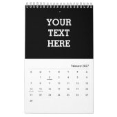 Voeg hier zwart-wit uw eigen aangepaste tekst toe kalender (Feb 2027)