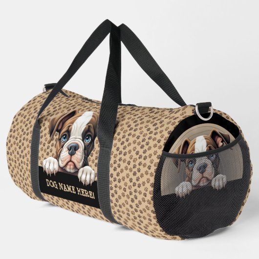 Voeg hondennaam Jouw naam, Bulldog Plunjezak (Rechterhoek)