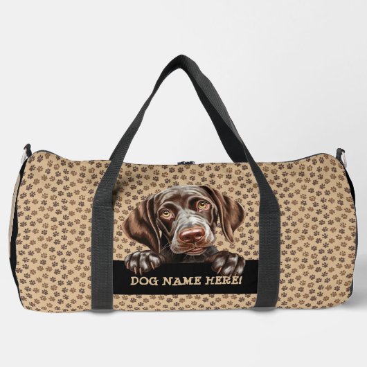 Voeg hondennaam Jouw naam, Duitse kortharige aanwi Plunjezak (Voorkant)