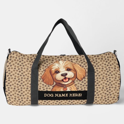 Voeg hondennaam, Jouw naam, labradoodle toe Plunjezak (Voorkant)