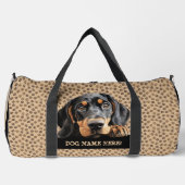 Voeg hondennaam, Jouw naam, zwart & tan coonhound  Plunjezak (Voorkant)