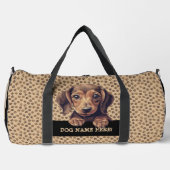 Voeg hondennaam of Jouw naam toe, Daschund + Paws Plunjezak (Voorkant)