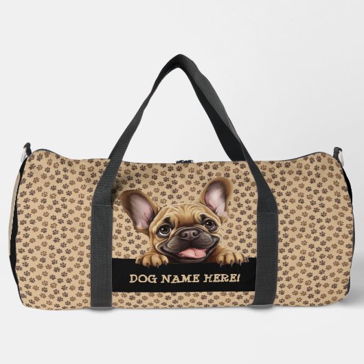 Voeg hondennaam of Jouw naam toe, Franse bulldog + Plunjezak (Voorkant)