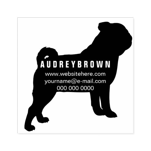 Voeg hondennaam retouradres Pug toe Rubberstempel (Afrduk)