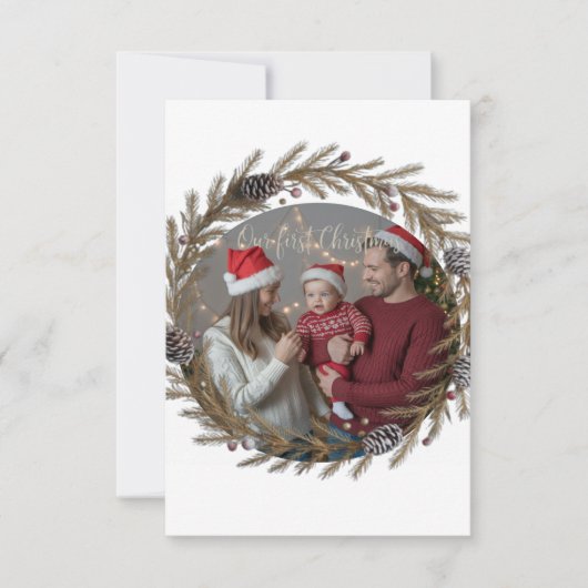 Voeg iets toe Ons eerste kerstfeest samen Bedankkaart (Voorkant)