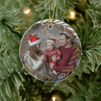 Voeg iets toe Ons eerste kerstfeest samen Keramisch Ornament