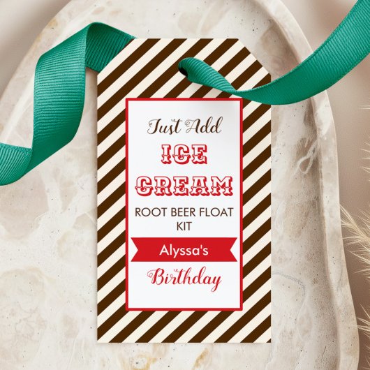 Voeg Ijs toe, Root Beer Float Favor Labels Cadeaulabel