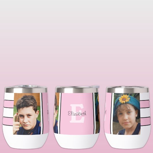 Voeg initiaal naam 2 foto's roze