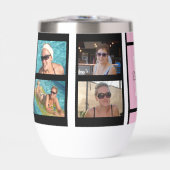 Voeg initiaal naam 8 foto's roze en zwart (Voorkant)