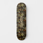 Voeg Initiaal toe, Gym Life Collage Brown Persoonlijk Skateboard (Voorkant)