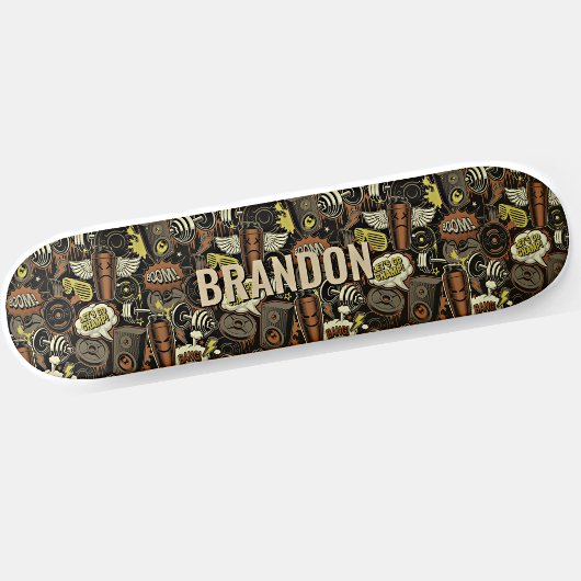 Voeg Initiaal toe, Gym Life Collage Brown Persoonlijk Skateboard