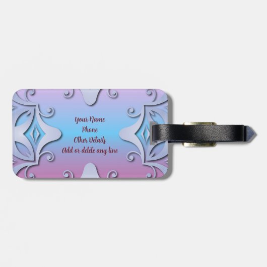 Voeg Initiaal, Zachte Pastels Roze Lila Blauw toe Bagagelabel (Achterkant horizontaal)