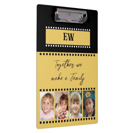 Voeg initialen 8 familiefoto's zwart toe klembord (Rechts)