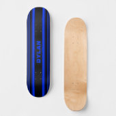 Voeg Initialen Blauwe Stripes Zwarte getextureerde Persoonlijk Skateboard (Voorkant)