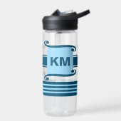 Voeg initialen donker en bleek blauw toe met strep waterfles (Links)