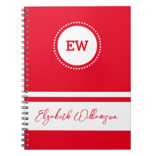 Voeg initialen en naam wit en rood toe notitieboek