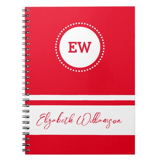 Voeg initialen en naam wit en rood toe notitieboek (Voorkant)