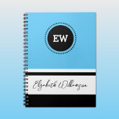 Voeg initialen en noem blauw en zwart toe notitieboek