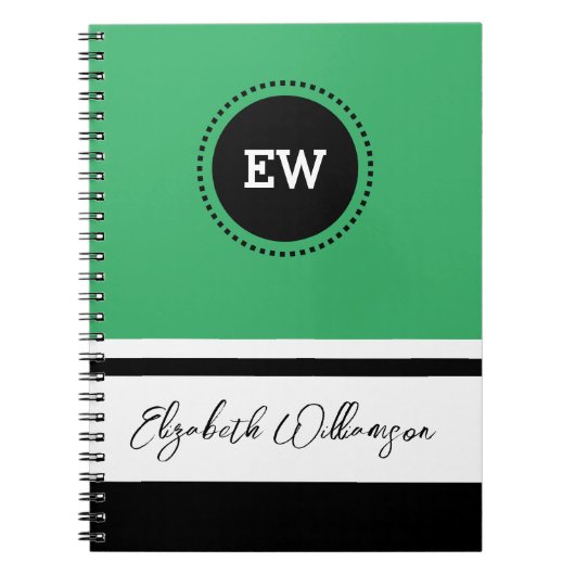 Voeg initialen en noem groen en zwart toe notitieboek (Voorkant)