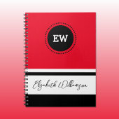 Voeg initialen en noem rood en zwart toe notitieboek