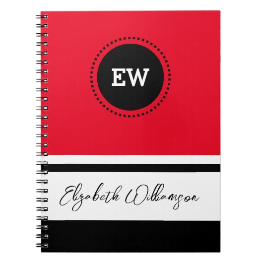 Voeg initialen en noem rood en zwart toe notitieboek (Voorkant)