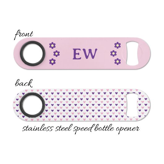 Voeg initialen paars en roze toe speed flessenopener