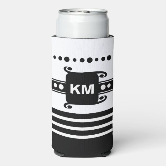 Voeg initialen stippen strepen toe ontspant wit en seltzer blikjeskoeler (Seltzer Achterkant)