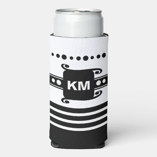 Voeg initialen stippen strepen toe ontspant wit en seltzer blikjeskoeler (Seltzer Voorkant)