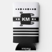 Voeg initialen stippen strepen toe ontspant wit en seltzer blikjeskoeler (Achterkant)