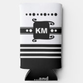 Voeg initialen stippen strepen toe ontspant wit en seltzer blikjeskoeler (Voorkant)