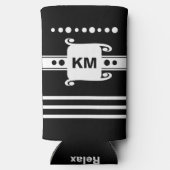 Voeg initialen stippen strepen toe ontspant zwart- seltzer blikjeskoeler (Achterkant)