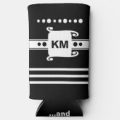 Voeg initialen stippen strepen toe ontspant zwart- seltzer blikjeskoeler (Voorkant)