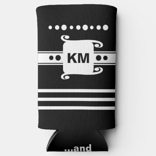 Voeg initialen stippen strepen toe ontspant zwart- seltzer blikjeskoeler (Voorkant)