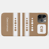 Voeg initialen toe en noem gestreept wit en bruin Case-Mate iPhone case (Achterkant (horizontaal))
