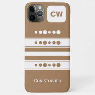 Voeg initialen toe en noem gestreept wit en bruin Case-Mate iPhone case