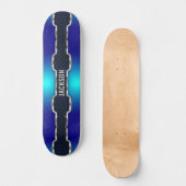 Voeg Initialen toe, Metallic Black Shine Blue Lijs Persoonlijk Skateboard (Voorkant)