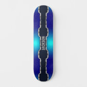 Voeg Initialen toe, Metallic Black Shine Blue Lijs Persoonlijk Skateboard (Voorkant)