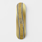 Voeg Initialen toe, Metallic Gold Silver Curved Sk Persoonlijk Skateboard (Voorkant)