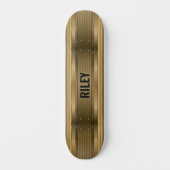 Voeg Initialen toe, Metallic Gold Strips Skateboar Persoonlijk Skateboard (Voorkant)