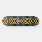 Voeg Initialen toe, Metallic Silver Yellow Black Persoonlijk Skateboard (Horizontaal)