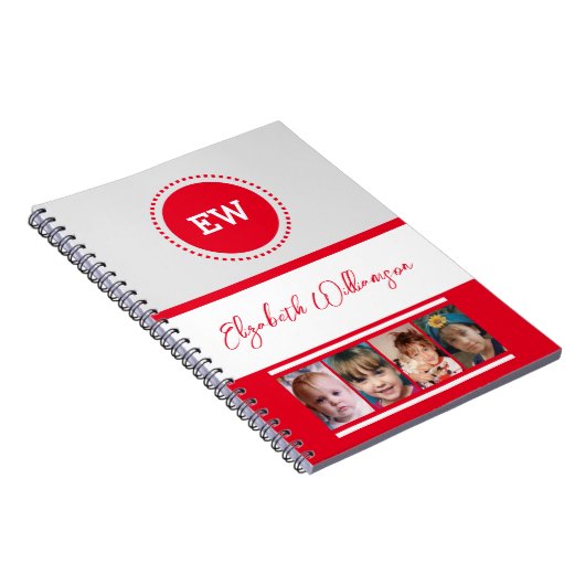 Voeg initialen toe naam 4 foto's grijs rood notitieboek (Rechterzijde)