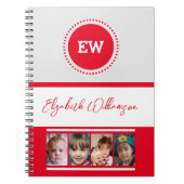 Voeg initialen toe naam 4 foto's grijs rood notitieboek (Voorkant)